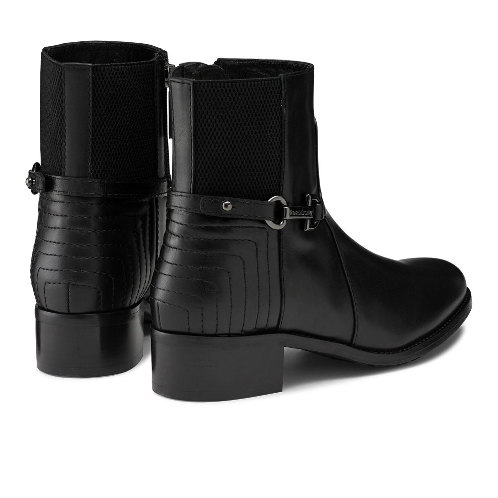 Női Russell And Bromley Rein Fall Elastic Back Bokacsizma Fekete | 572493SYG