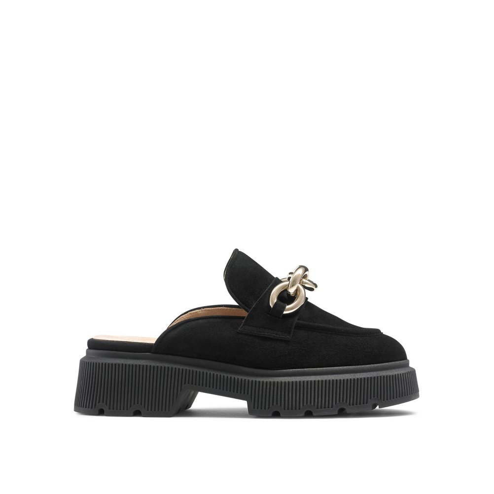 Női Russell And Bromley Ringback Backless Loafer Cipő Fekete | 817463LIG