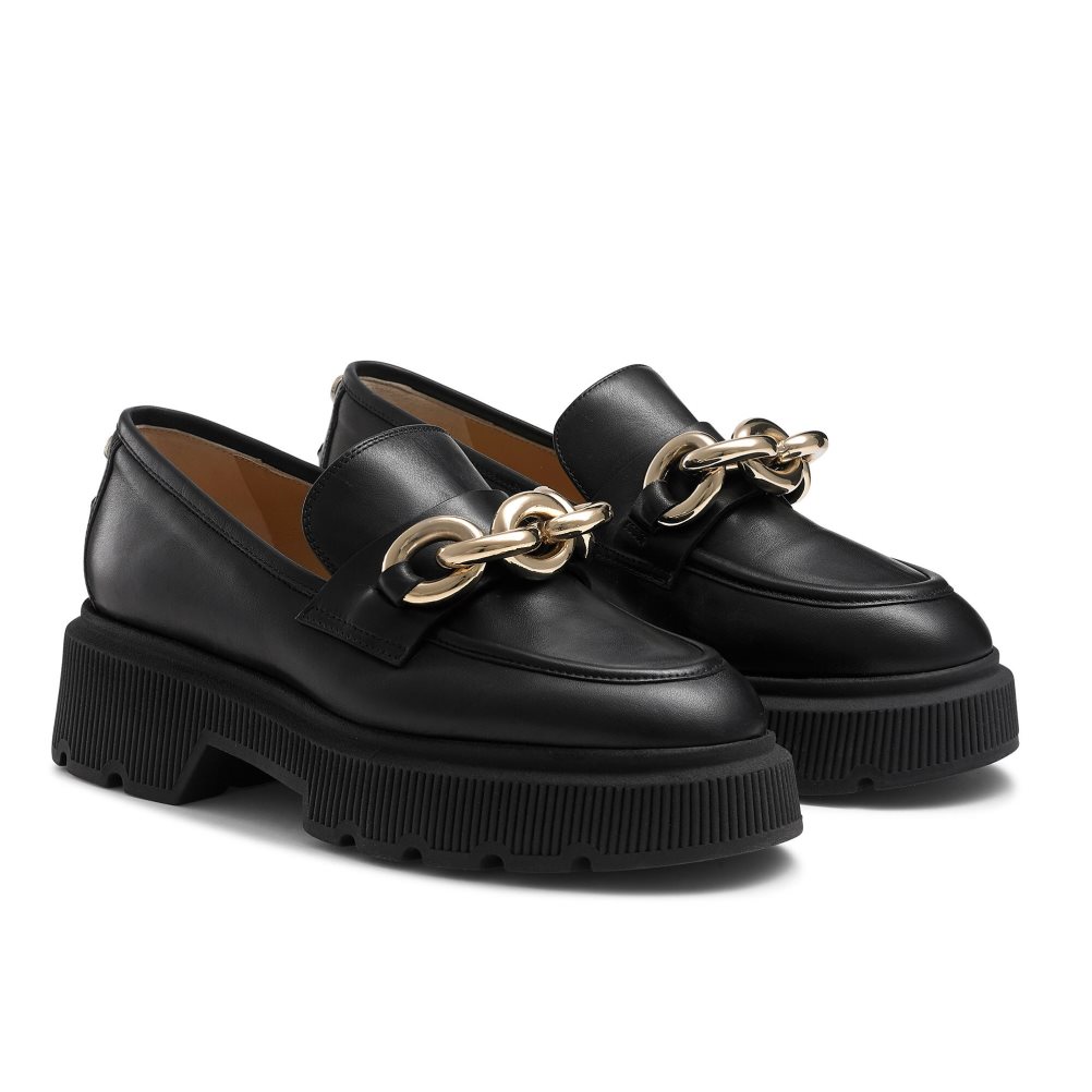 Női Russell And Bromley Ringo Heavy Ring Loafer Cipő Fekete | 849275HMN