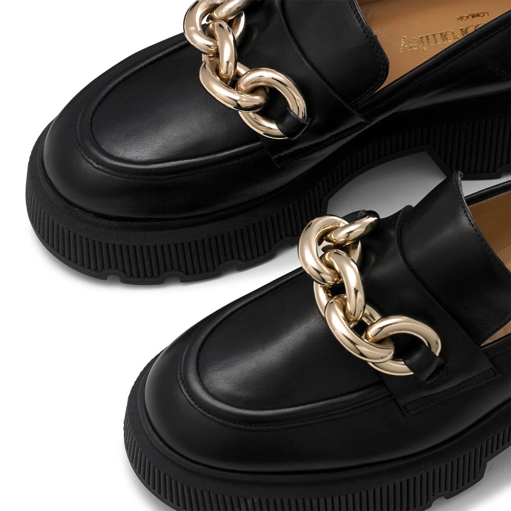 Női Russell And Bromley Ringo Heavy Ring Loafer Cipő Fekete | 849275HMN