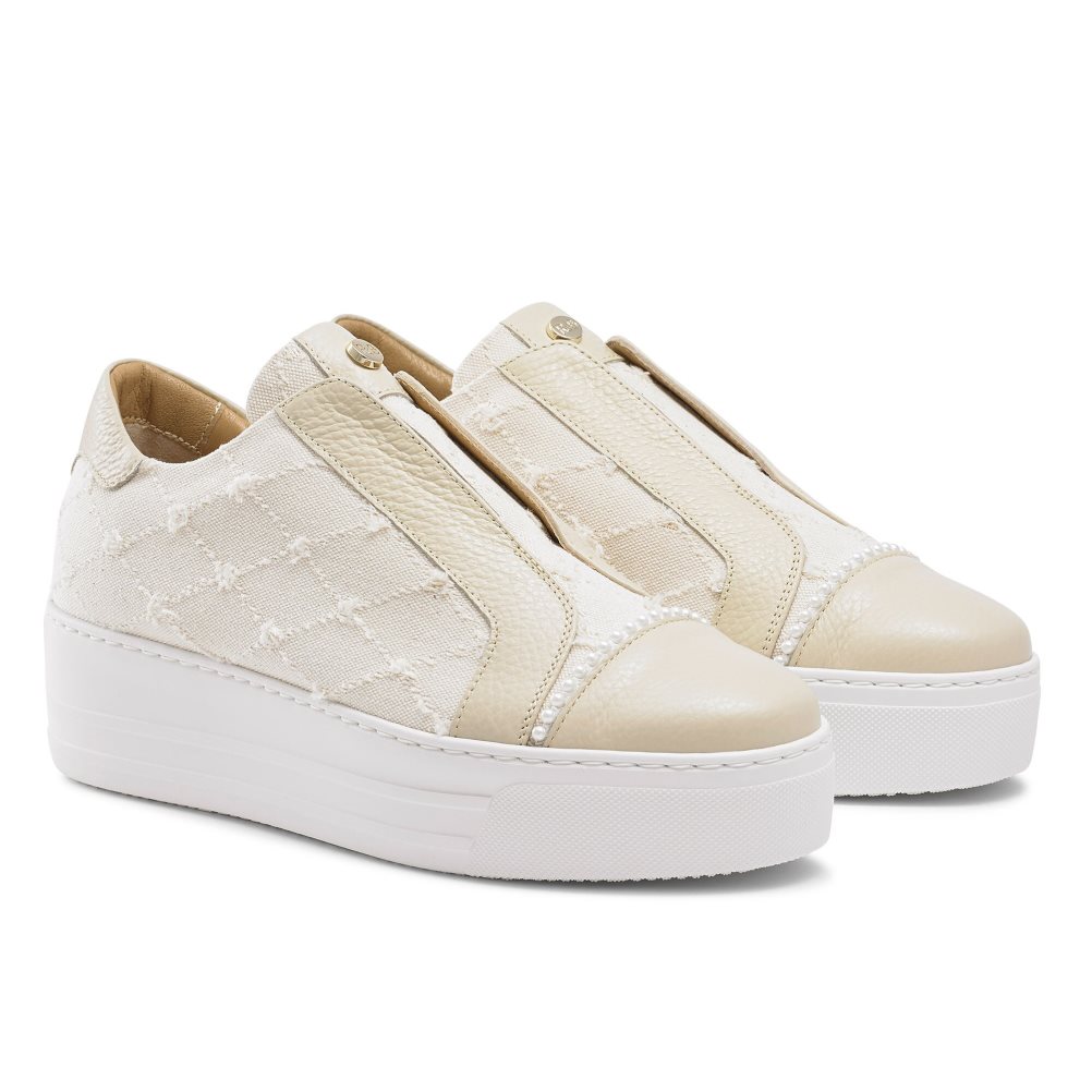 Női Russell And Bromley Seawalk Laceless Platform Cipő Bézs | 320865GCQ