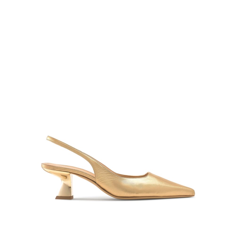 Női Russell And Bromley Slingback Point Körömcipő Arany | 017436YET