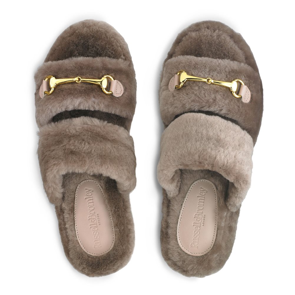 Női Russell And Bromley Snuggle Open Papucs Barna | 328164LZV