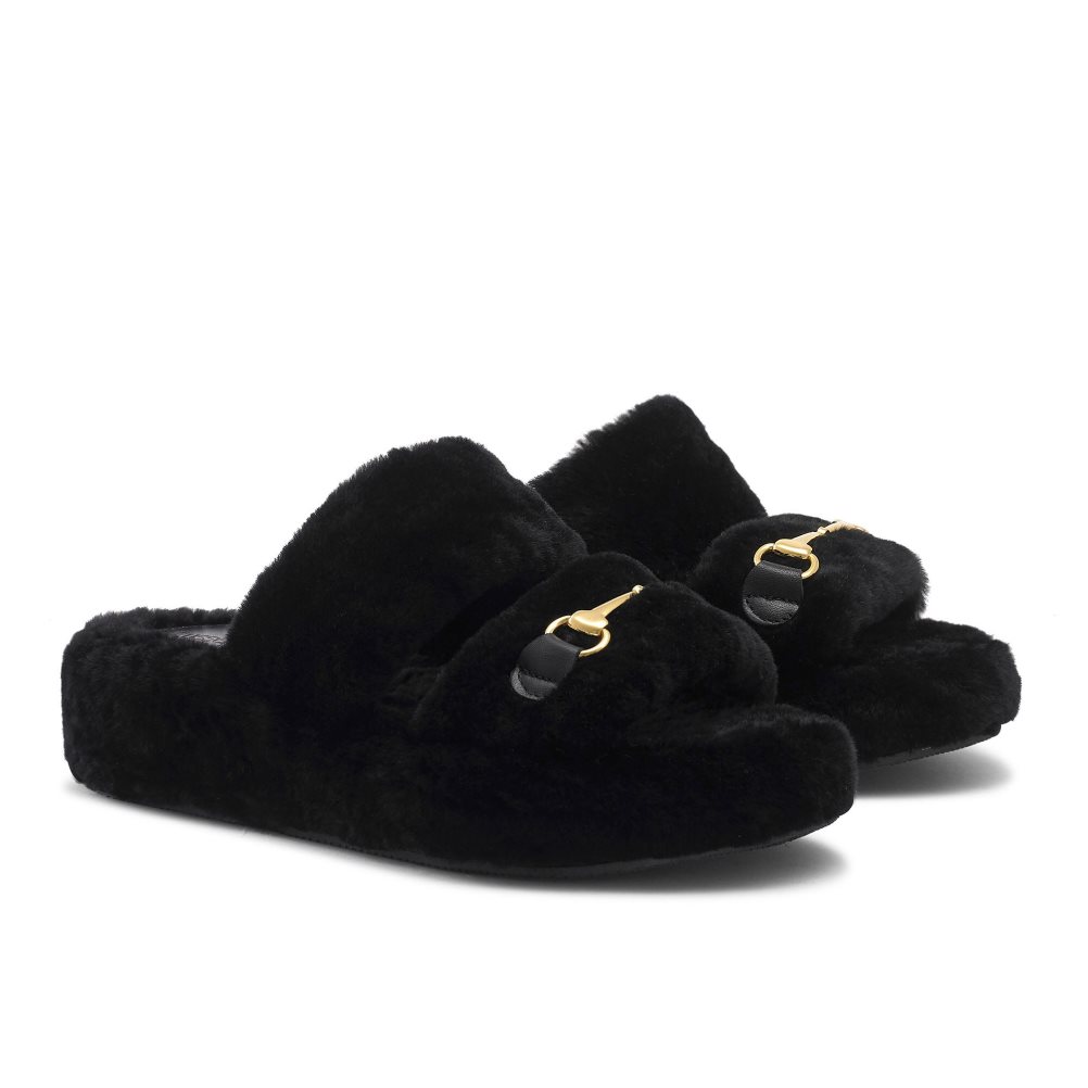 Női Russell And Bromley Snuggle Open Papucs Fekete | 740931DSX