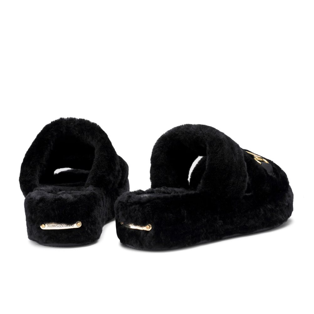 Női Russell And Bromley Snuggle Open Papucs Fekete | 740931DSX