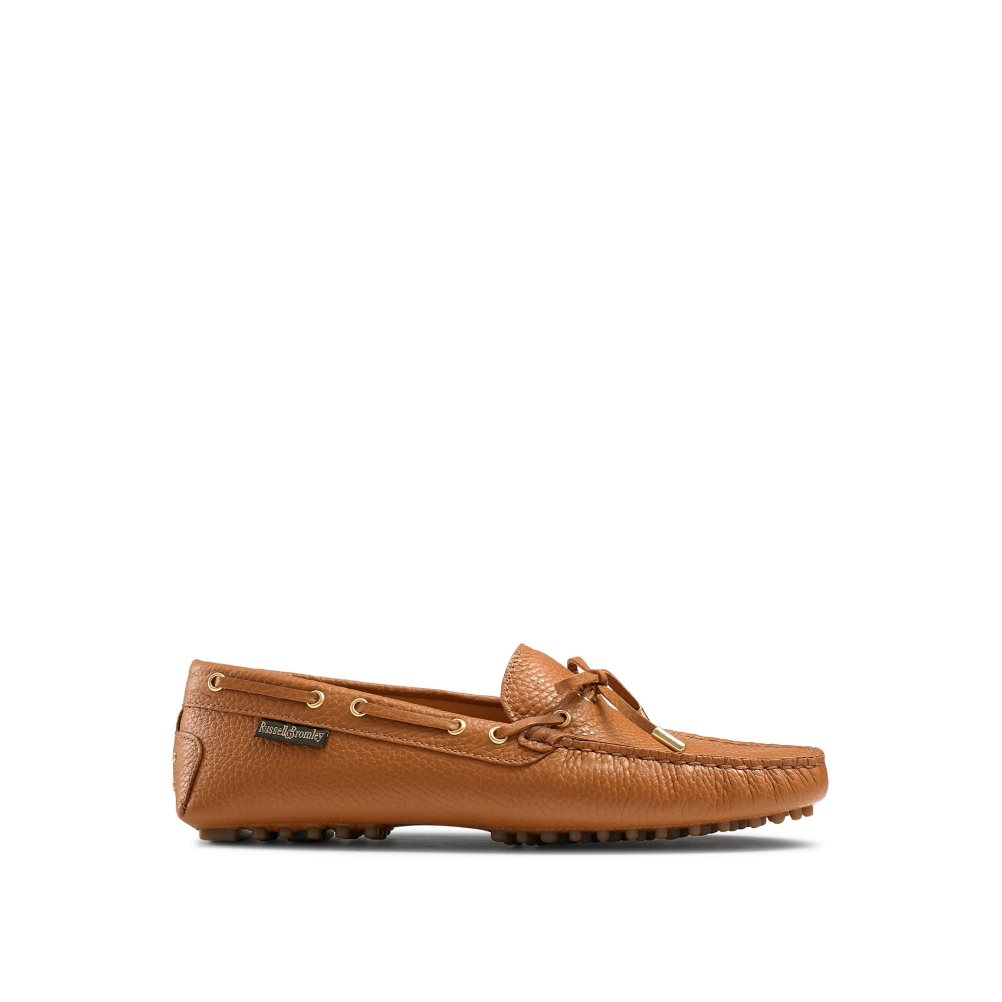 Női Russell And Bromley Strada Bow Trim Driver Loafer Cipő Barna | 382950HRZ