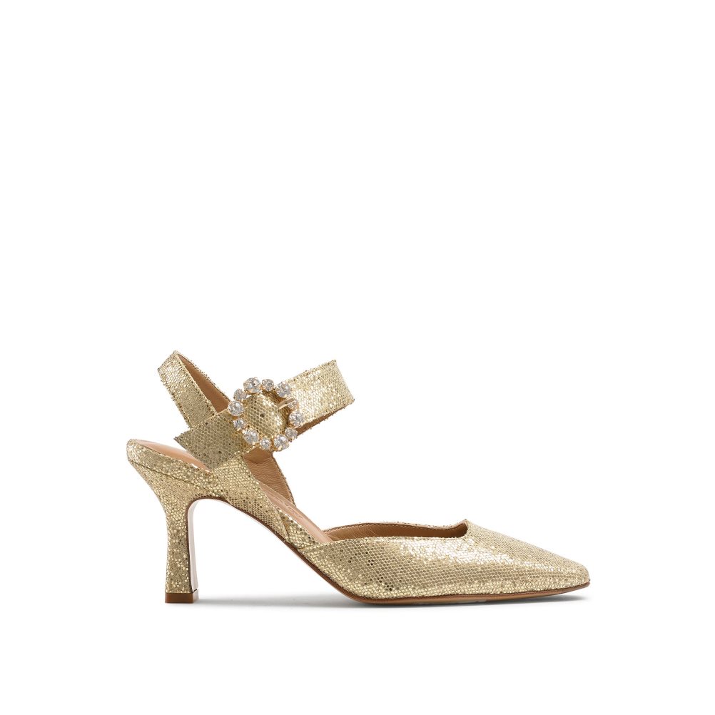 Női Russell And Bromley Strictly Snipped Toe Court Magassarkú Arany | 561403WSB