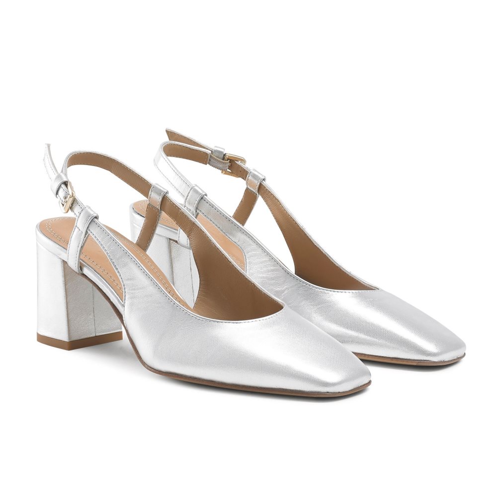 Női Russell And Bromley Sugar Pie Slingback Block Magassarkú Titán | 672459HNK