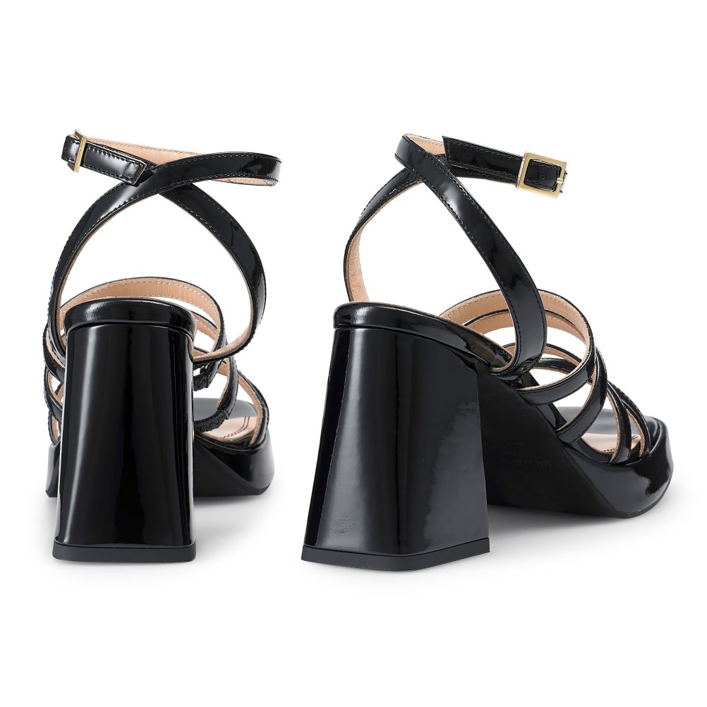 Női Russell And Bromley Yeahbaby Pántos Flared Platform Magassarkú Szandál Fekete | 682140QLO