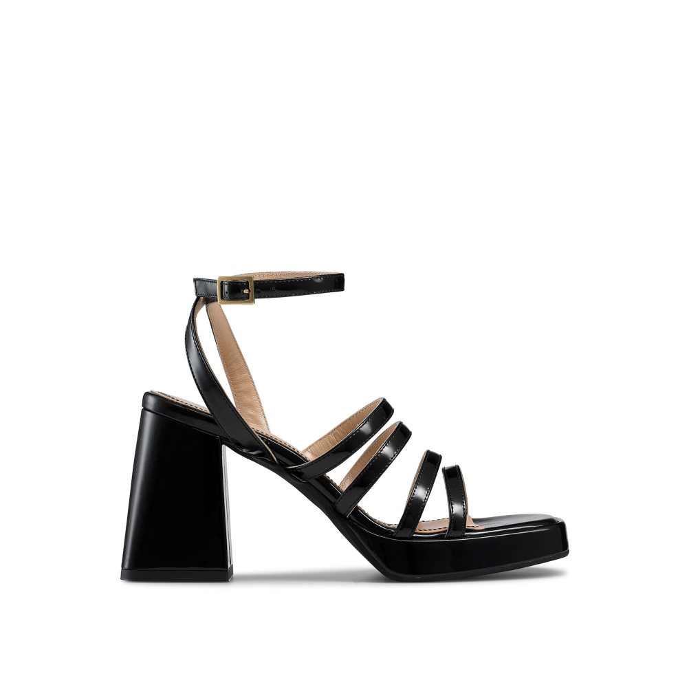 Női Russell And Bromley Yeahbaby Pántos Flared Platform Magassarkú Szandál Fekete | 682140QLO