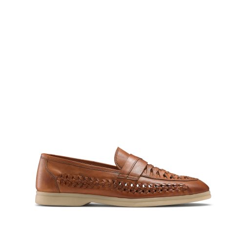 Férfi Russell And Bromley Uppermost Weave Detail Loafer Cipő Barna | 863427NJH