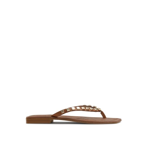 Női Russell And Bromley Cairo Stud Toe Post Lapos Szandál Barna | 360549BEP