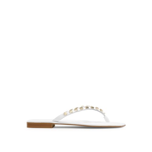 Női Russell And Bromley Cairo Stud Toe Post Lapos Szandál Fehér | 962853WYO