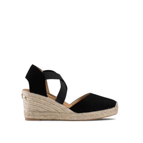 Női Russell And Bromley Coco-cross Elastic Espadrille Éktalpú Cipő Fekete | 159083BYE