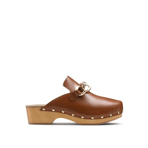 Női Russell And Bromley Dellabosco Chain Closed Toe Mule Cipő Barna | 327849MNC