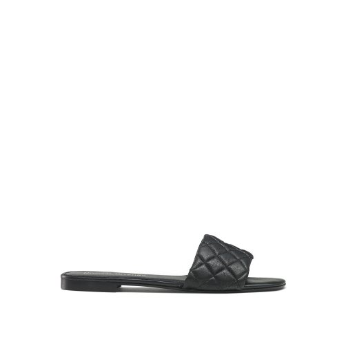 Női Russell And Bromley Quilted Lapos Szandál Fekete | 458016BWV